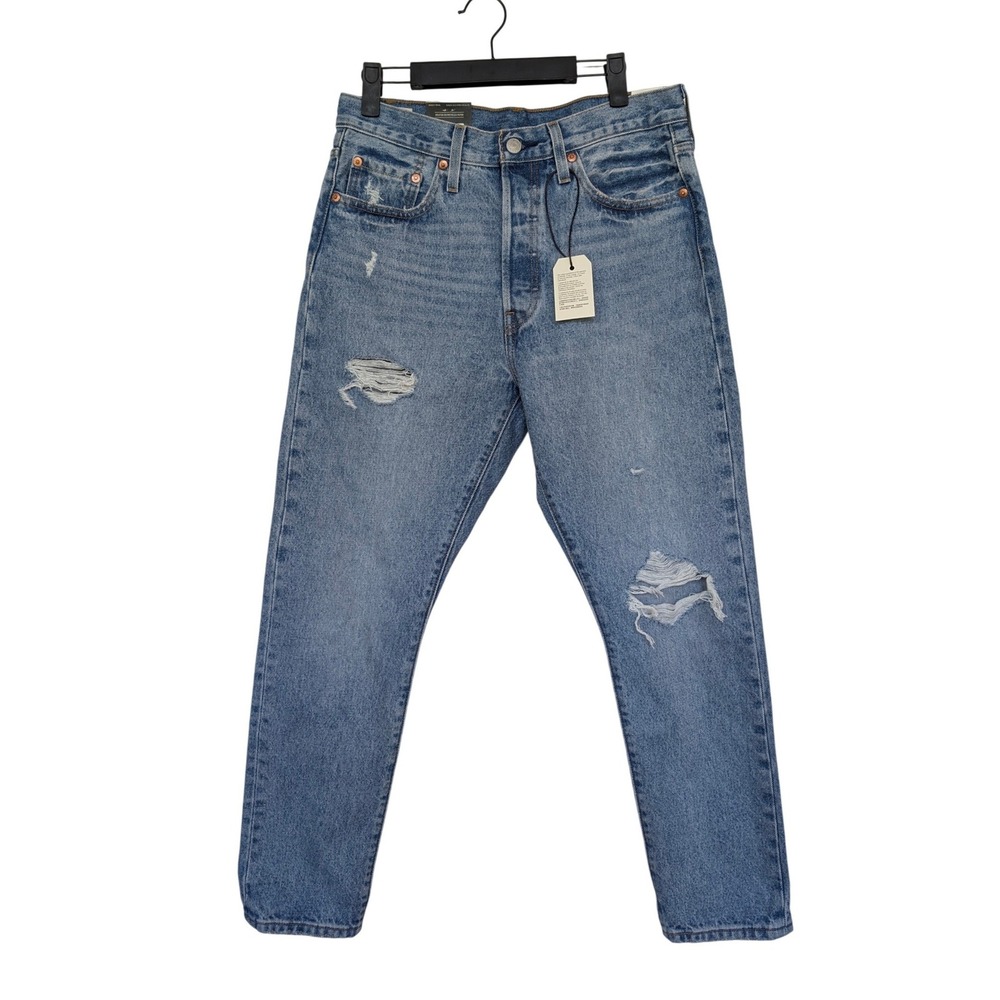 Levi's 501 Skinny Jeans 29x28 Distressed Light Wash Premium Denim NWT